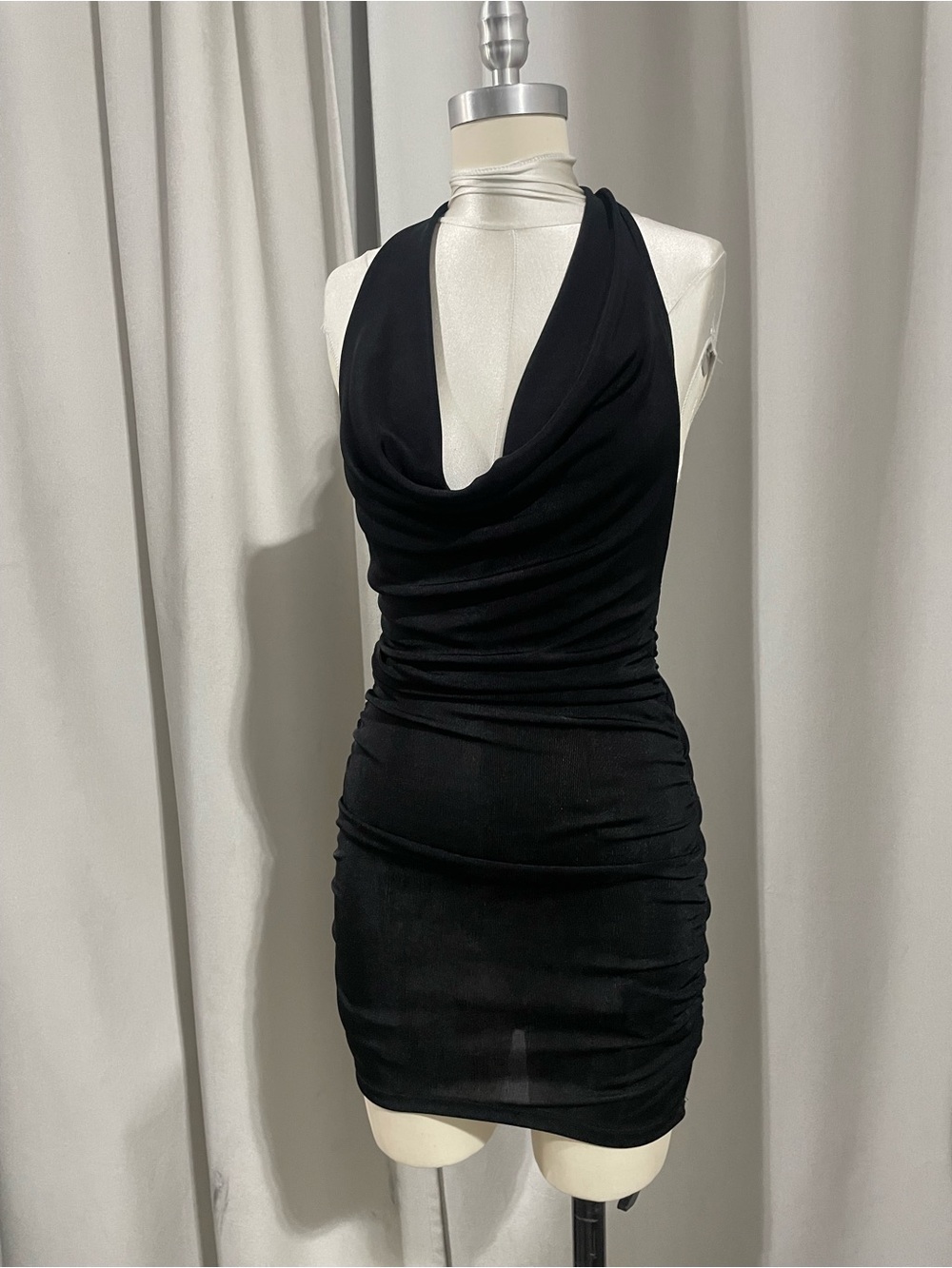 Urban Outfitters Black Draped Halter Mini Dress